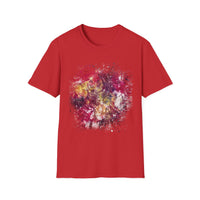 ENIGMA: Gritty, edgy Colorful Abstract Art Unisex Softstyle T-Shirt, Casual Graphic Tee, Gift for Art Lovers, Unique Printed Shirt, Summer Wear, Festival Apparel