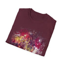 ENIGMA: Gritty, edgy Colorful Abstract Art Unisex Softstyle T-Shirt, Casual Graphic Tee, Gift for Art Lovers, Unique Printed Shirt, Summer Wear, Festival Apparel