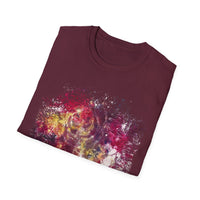 ENIGMA: Gritty, edgy Colorful Abstract Art Unisex Softstyle T-Shirt, Casual Graphic Tee, Gift for Art Lovers, Unique Printed Shirt, Summer Wear, Festival Apparel