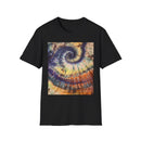 MOCHA SPIDER DANCE:  Unique Spiral Tie-Dye Unisex T-Shirt, Boho Chic Tee, Summer Vibes Top, Festival Wear, Eco-Friendly Gift