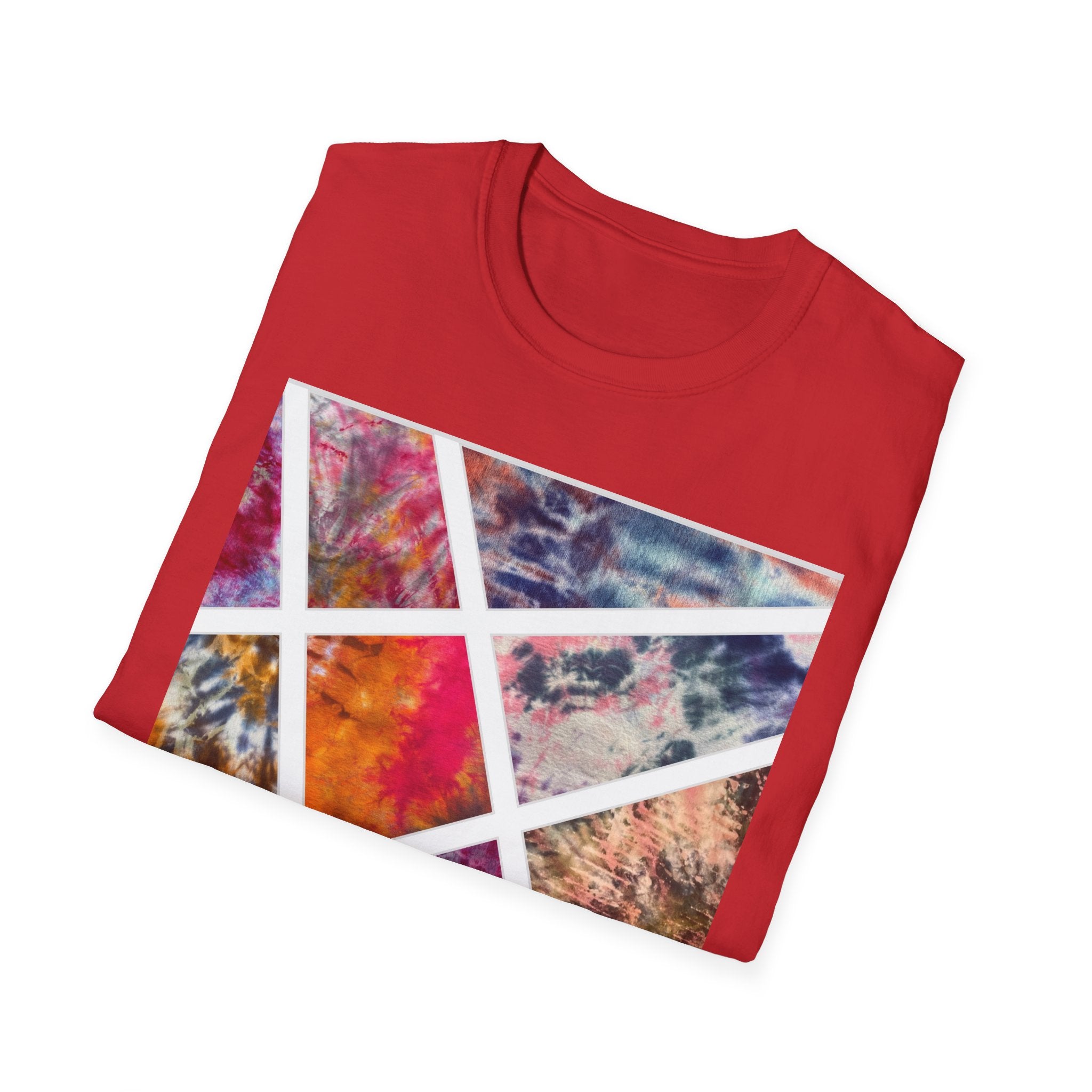 KALEIDOSCOPE: Earth inspired tie dye collage, Unisex Softstyle T-Shirt