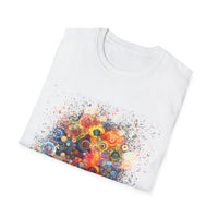 COMMOTION: Super Colorful multi-Swirl Design Unisex Softstyle T-Shirt, Bohemian Tee, Casual Wear, Festival Fashion, Gift for Art Lovers