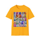 THE SCRAMBLE: Colorful, sampler style,  Tie-Dye collage Unisex T-Shirt, Vibrant Casual Wear, Summer Festival Top, Gift for Him/Her, Retro Vibe Fashion