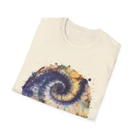 Mocha Spider Dance 2:  Spiral Tie-Dye Unisex T-Shirt, Boho Style Tee, Casual Comfort Shirt, Gift for Nature Lovers, Summer Vibes Apparel