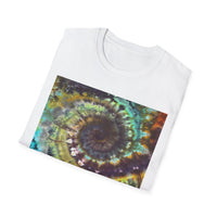 TEMPTATION: Mystical Vibrant Tie-Dye T-Shirt, Unisex Softstyle Tee, Boho Festival Wear, Summer Vibe Shirt, Eco-Friendly Apparel, Gift for Him or Her