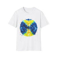 Zenith 2:  Tie-Dye Peace Circle Unisex Softstyle T-Shirt, Vibrant Summer Tee, Gift for Music Festivals, Casual Chic, Eco-Friendly Fashion