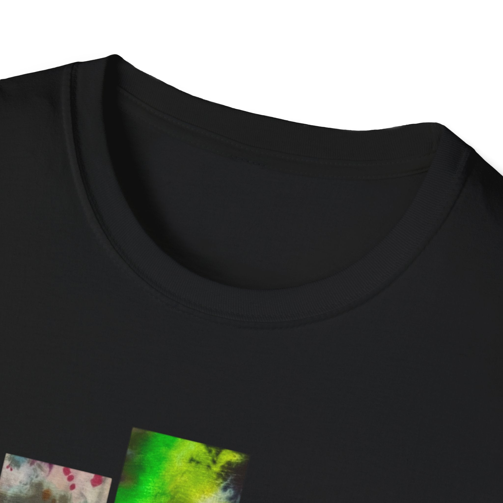 DYNAMO: Vibrant Tie-Dye collage Unisex Softstyle T-Shirt, Festival Wear, Casual Summer Top, Gift for Friends, Boho Style Tee, Colorful Graphic Tee