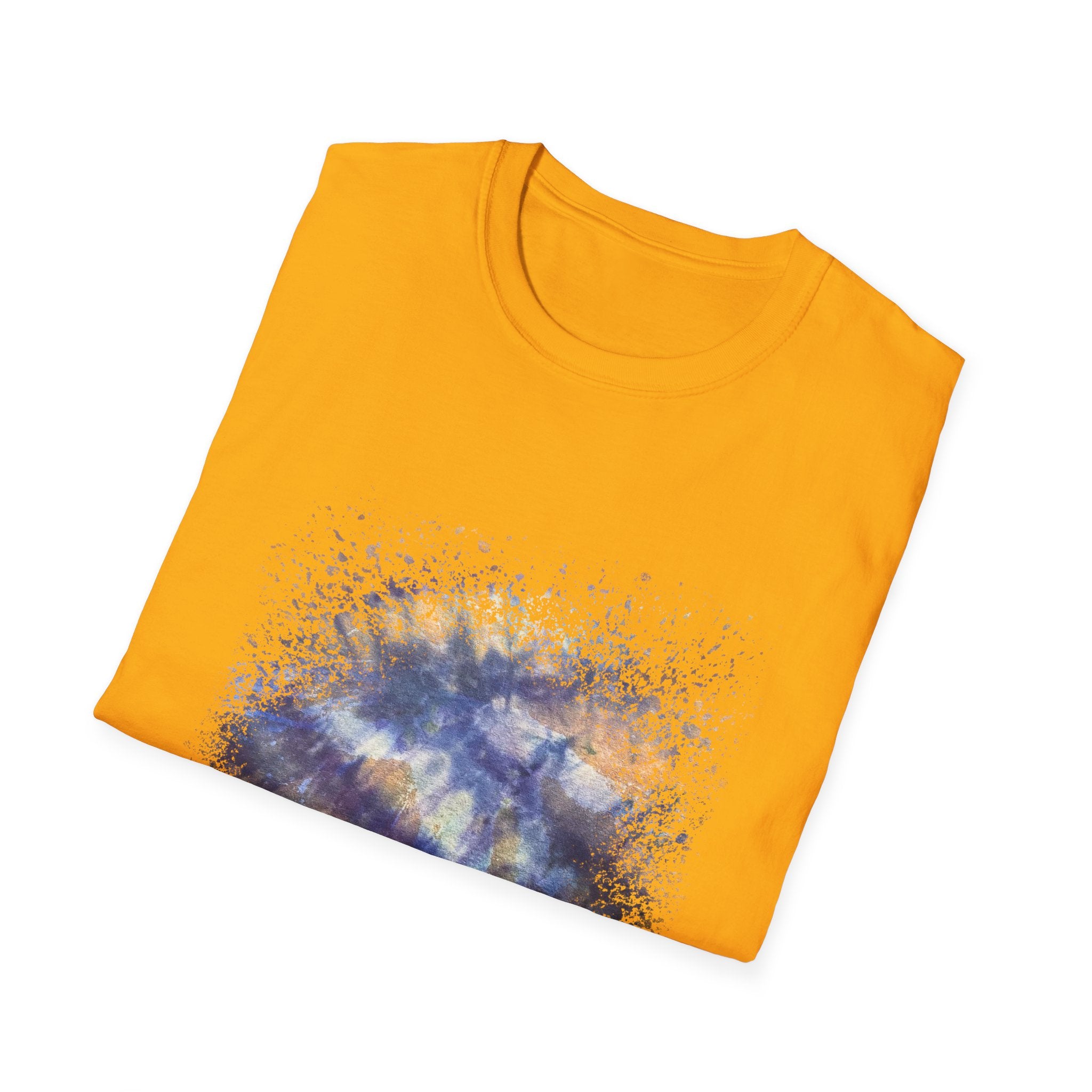 Blue on Coper 2:  Galaxy Splatter Unisex T-Shirt | Trendy Summer Tee for Art Lovers, Gift for Birthdays, Relaxed Fit Casual Wear, Unique Graphic Shirt