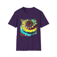 Gideon 2:  Vibrant Swirl Snowy Unisex Softstyle T-Shirt, Colorful Tie-Dye Tee, Trendy Casual Wear, Perfect Gift, Summer Vibes