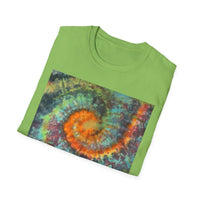 WHIPLASH: Edgy, colorful,  Spiral Unisex Softstyle T-Shirt, Tie-Dye Tee, Casual Wear, Festival Clothing, Summer Vibes, Unique Gift Idea