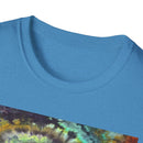 TEMPTATION: Mystical Vibrant Tie-Dye T-Shirt, Unisex Softstyle Tee, Boho Festival Wear, Summer Vibe Shirt, Eco-Friendly Apparel, Gift for Him or Her