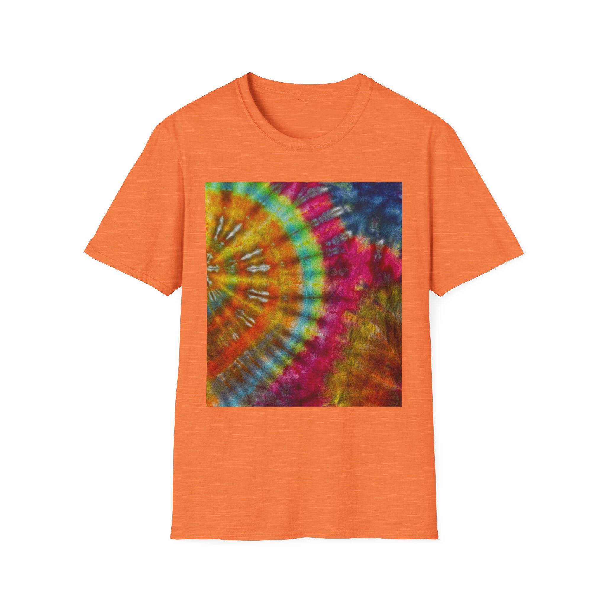 MANDARIN HALO:  Spectacular and Colorful Tie-Dye Unisex T-Shirt - Vintage Style, Festival Wear, Boho Vibes, Gift for Her and Him, Summer Apparel