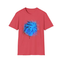 Blue Tide 2:  Vibrant Blue Drip Edge Tie-Dye Unisex Softstyle T-Shirt, Comfy Casual Wear, Summer Outfits, Beach Vibes, Gift for Him/Her, Trendy Apparel