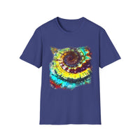 Gideon 2:  Vibrant Swirl Snowy Unisex Softstyle T-Shirt, Colorful Tie-Dye Tee, Trendy Casual Wear, Perfect Gift, Summer Vibes