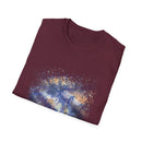 Blue on Coper 2:  Galaxy Splatter Unisex T-Shirt | Trendy Summer Tee for Art Lovers, Gift for Birthdays, Relaxed Fit Casual Wear, Unique Graphic Shirt