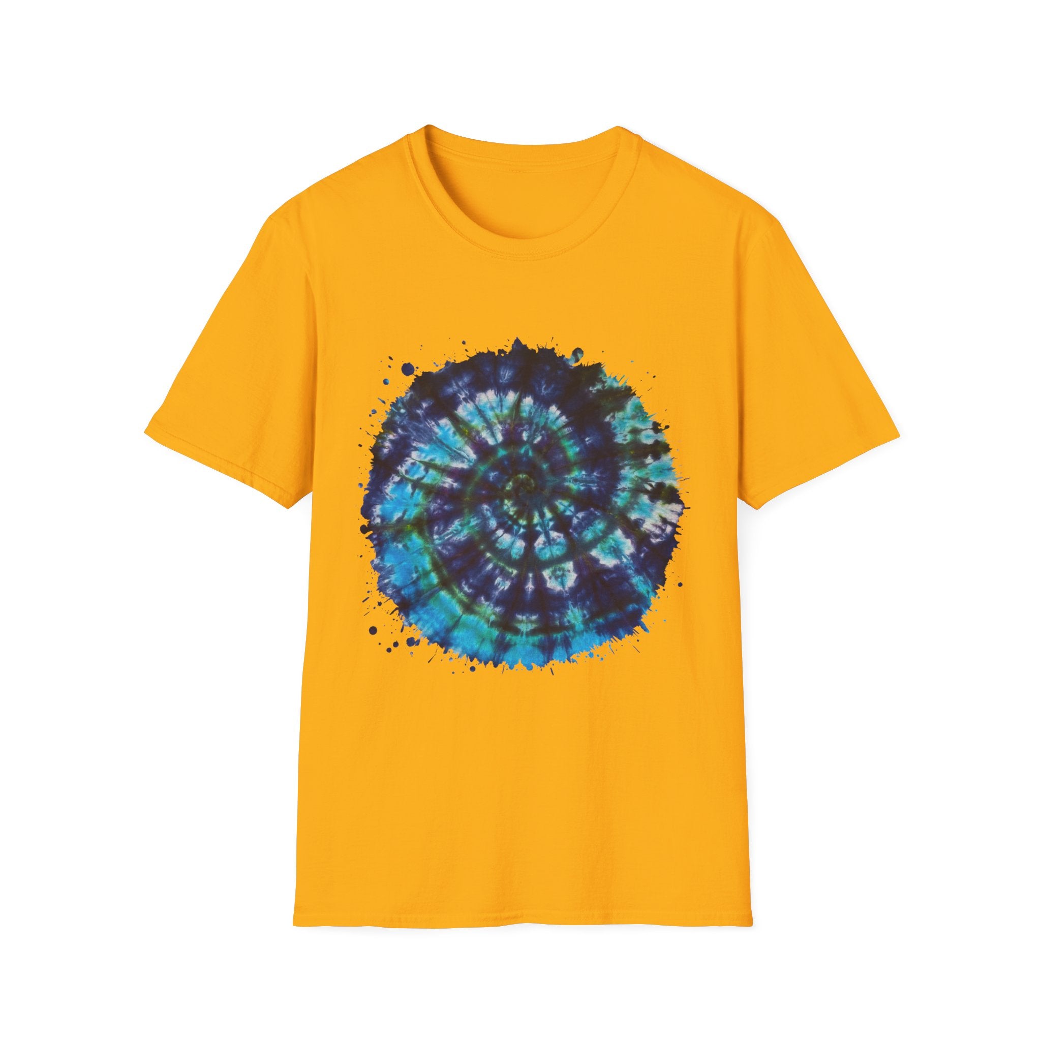 Cobalt Tornado 2:  Spiral Tie-Dye T-Shirt, Unisex Kaftan, Bohemian Tee, Beachwear, Summer Top, Festival Gear, Unique Gift