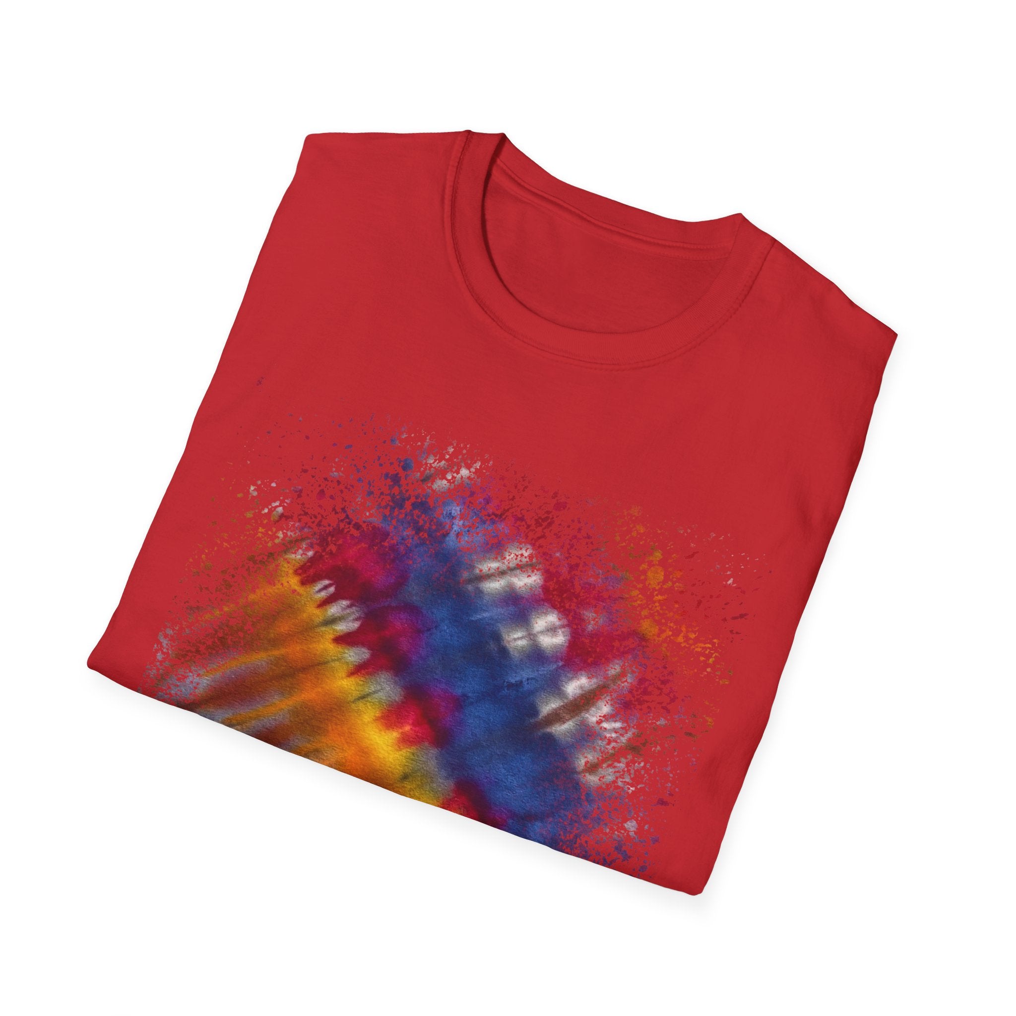 INTUITION:  Sunrise inspired, Vibrant Tie-Dye Unisex Softstyle T-Shirt | Comfortable Casual Wear, Gift Idea for Summer, Music Festivals, Retro Vibes, Unisex Apparel