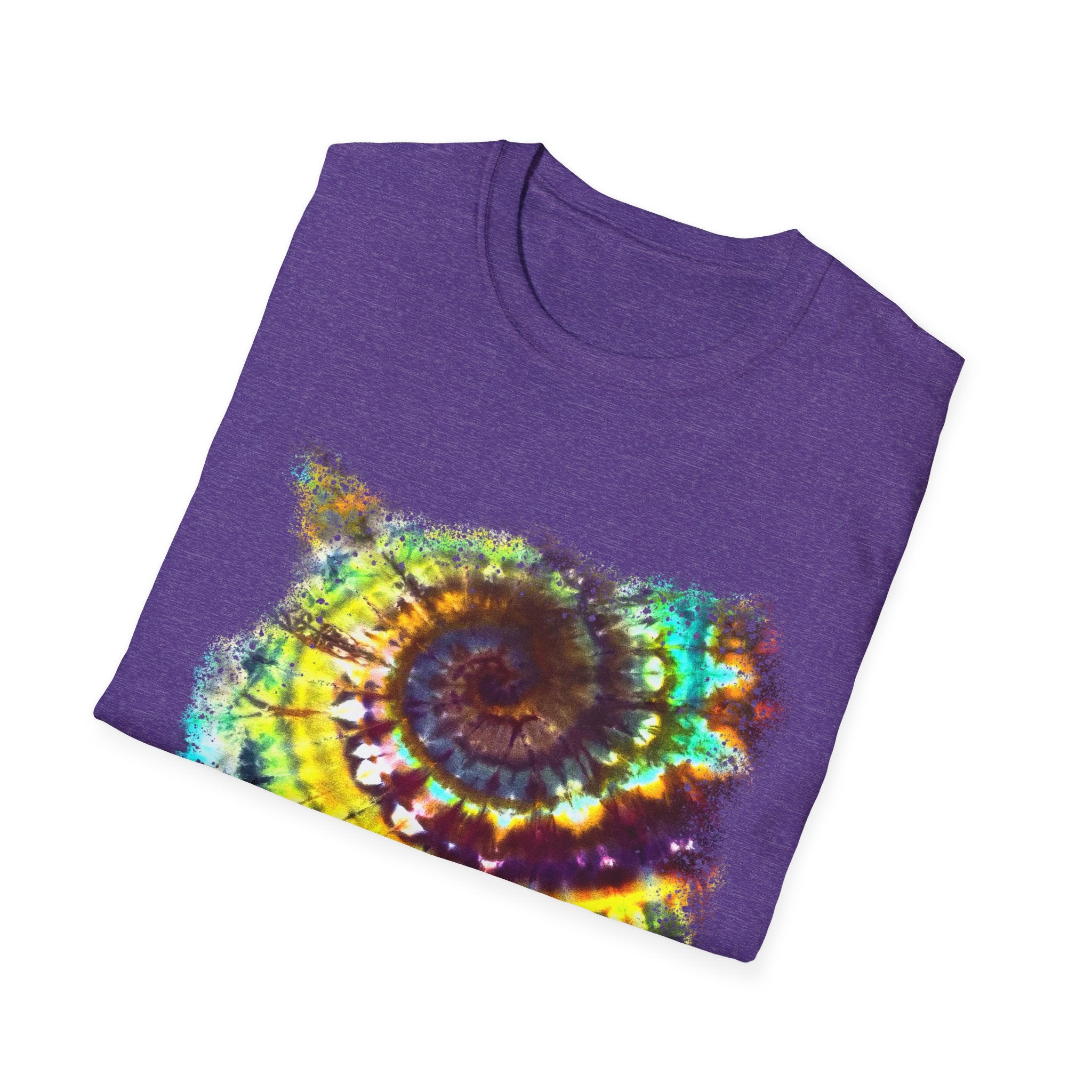 Gideon 2:  Vibrant Swirl Snowy Unisex Softstyle T-Shirt, Colorful Tie-Dye Tee, Trendy Casual Wear, Perfect Gift, Summer Vibes