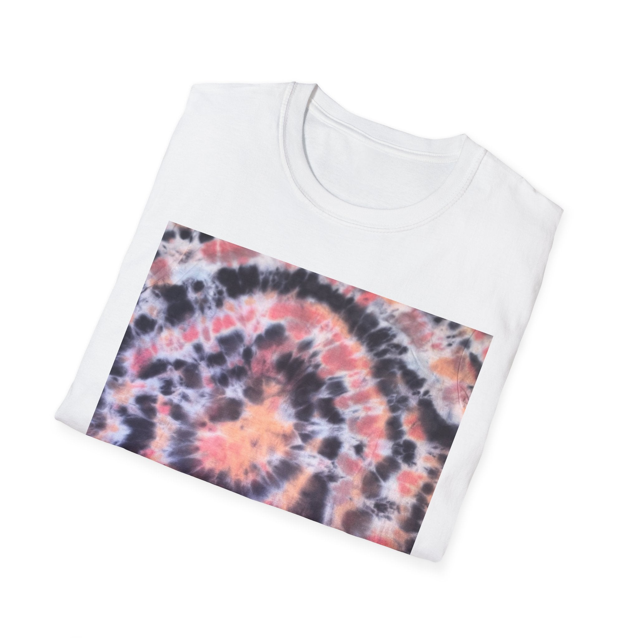 TANGERINE TIGER: Spotted swirl Colorful Tie-Dye Unisex Softstyle T-Shirt, Festival Wear, Casual Outfit, Gift for Her, Summer Vibes, Boho Style