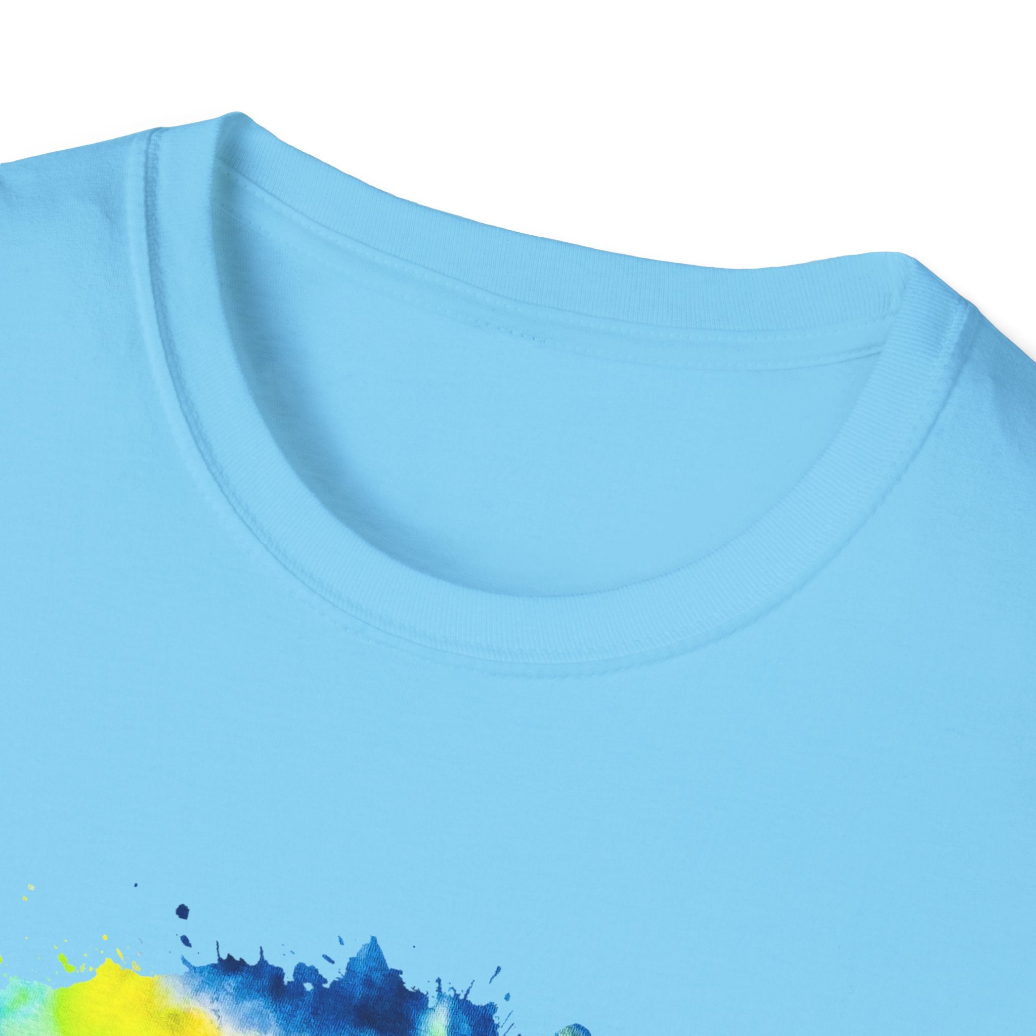 Zenith 2:  Tie-Dye Peace Circle Unisex Softstyle T-Shirt, Vibrant Summer Tee, Gift for Music Festivals, Casual Chic, Eco-Friendly Fashion