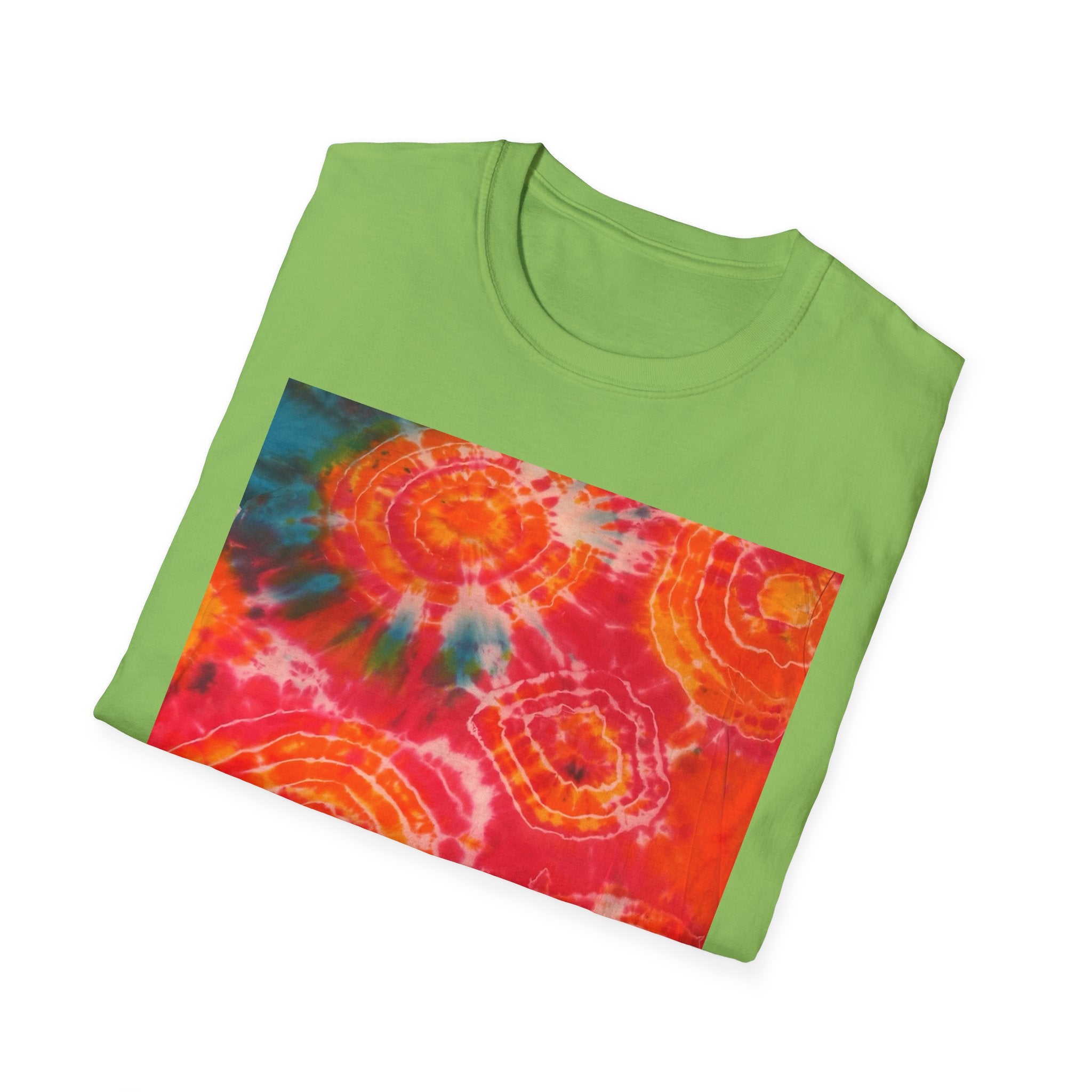 RIPPLE: Koi pond inspired ripple swirl style, Tie-Dye Unisex Softstyle T-Shirt, Bohemian Tee, Summer Vibes Shirt, Festival Wear, Gift for Her, Unique Tie Dye Fashion