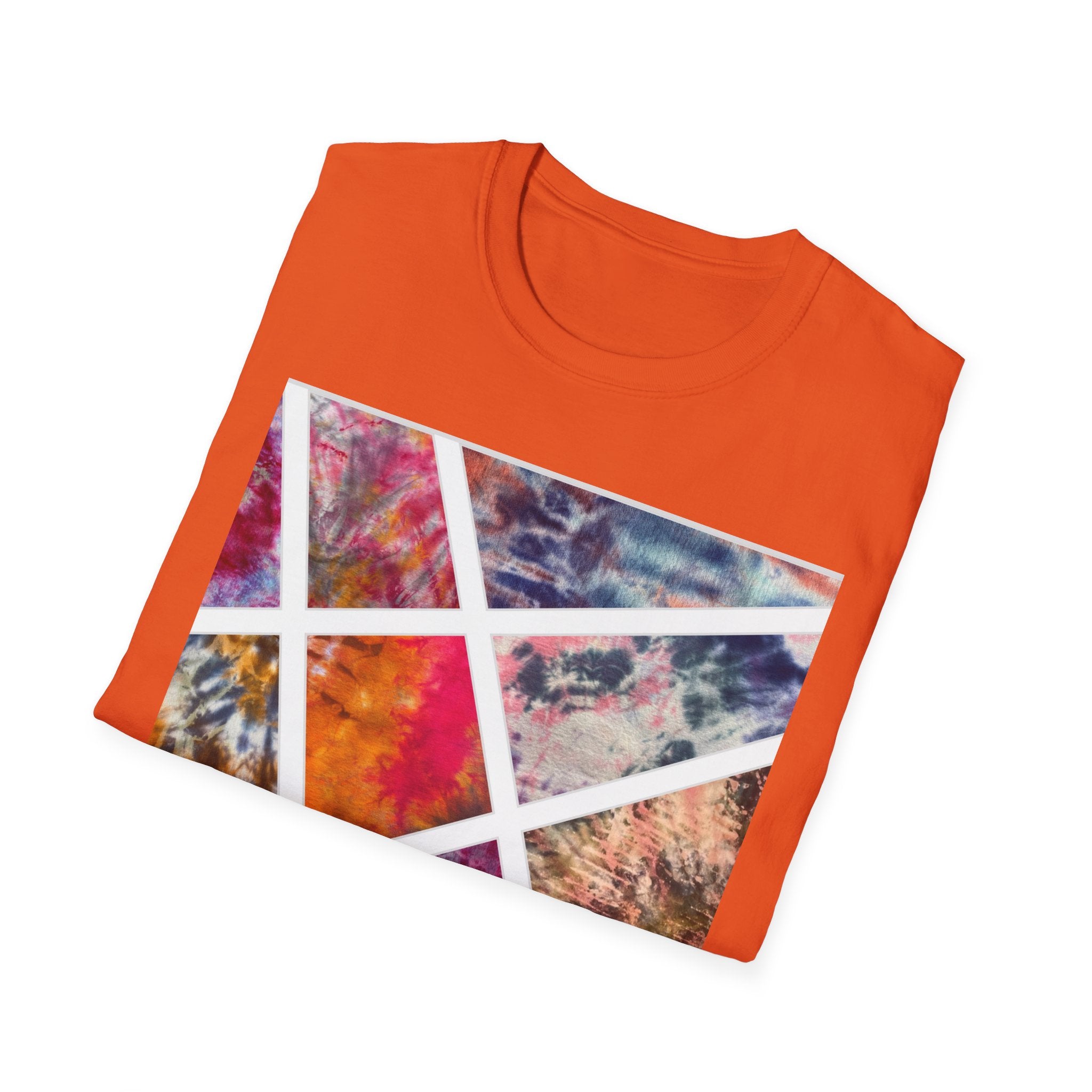 KALEIDOSCOPE: Earth inspired tie dye collage, Unisex Softstyle T-Shirt