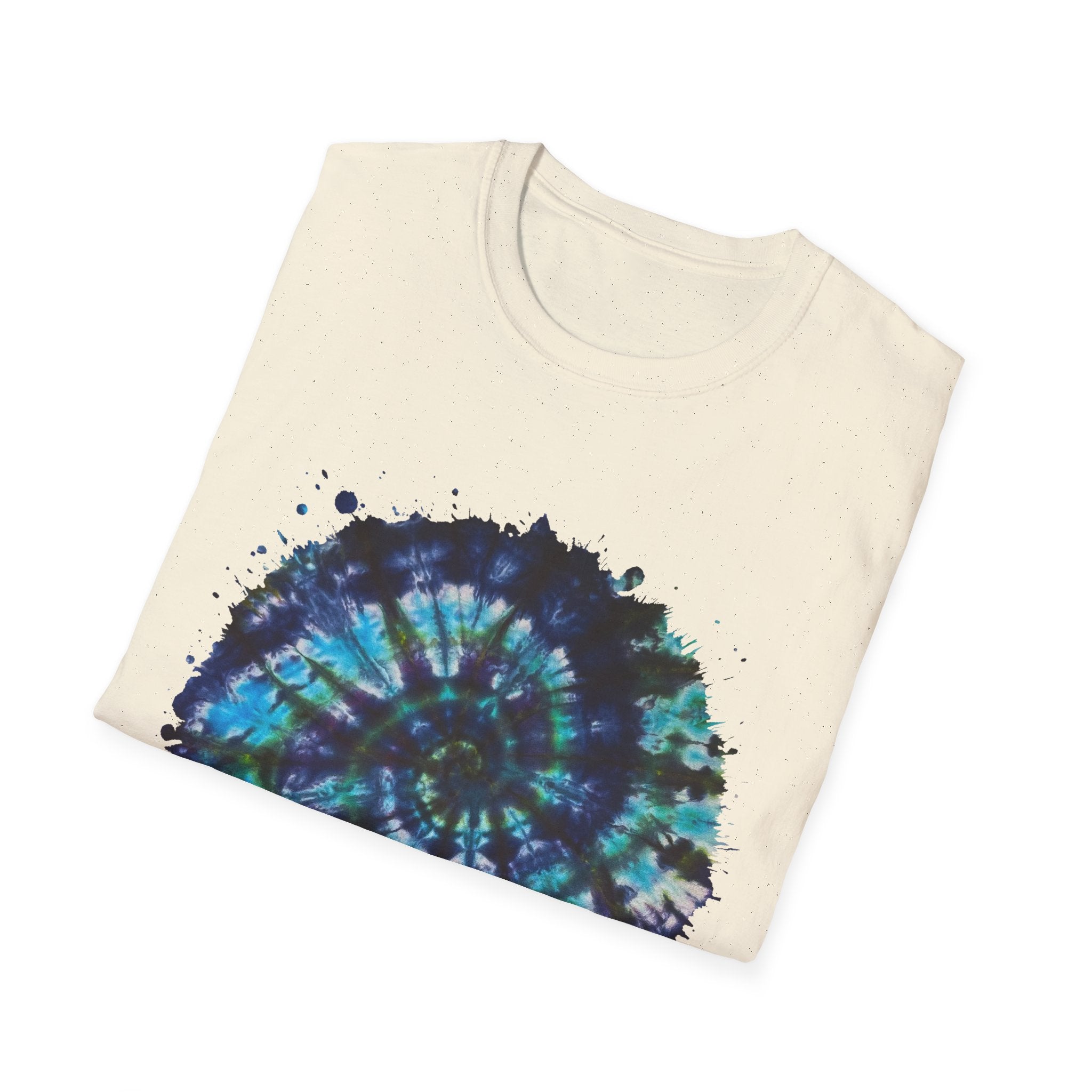 Cobalt Tornado 2:  Spiral Tie-Dye T-Shirt, Unisex Kaftan, Bohemian Tee, Beachwear, Summer Top, Festival Gear, Unique Gift