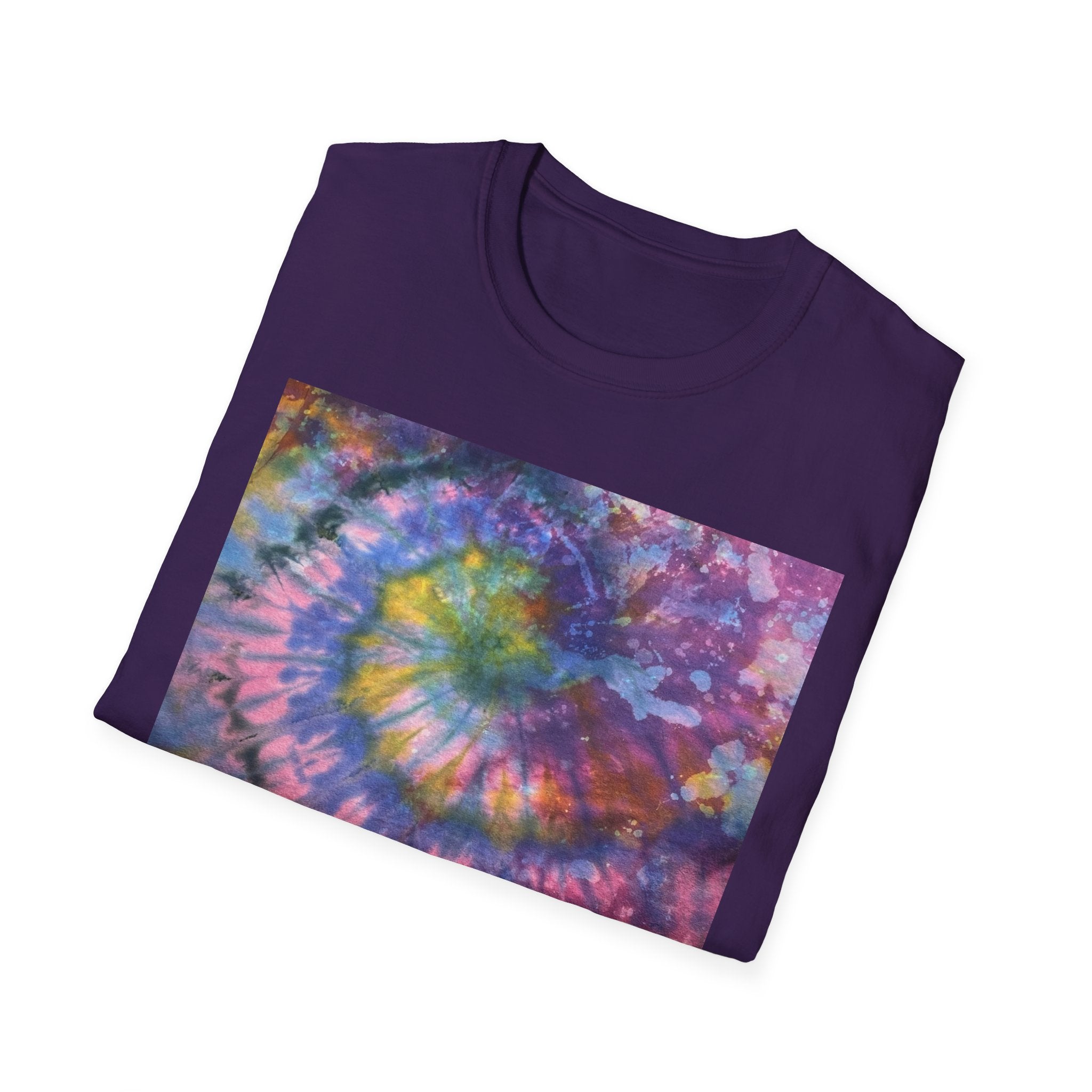 DRAGONFLY DESTINY: Fantasy inspired, Vibrant Tie-Dye T-Shirt, Unisex Softstyle Tee for Festivals, Summer Outings, Birthday Gifts, Casual Wear, Eco-Friendly Fashion