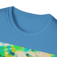 TURQUOISE TREASURE: Tide pool inspired,  Vibrant Tie-Dye T-Shirt, Unisex Softstyle Tee, Casual Summer Wear, Music Festival Attire, Boho Chic Shirt, Unique Gift for Friends