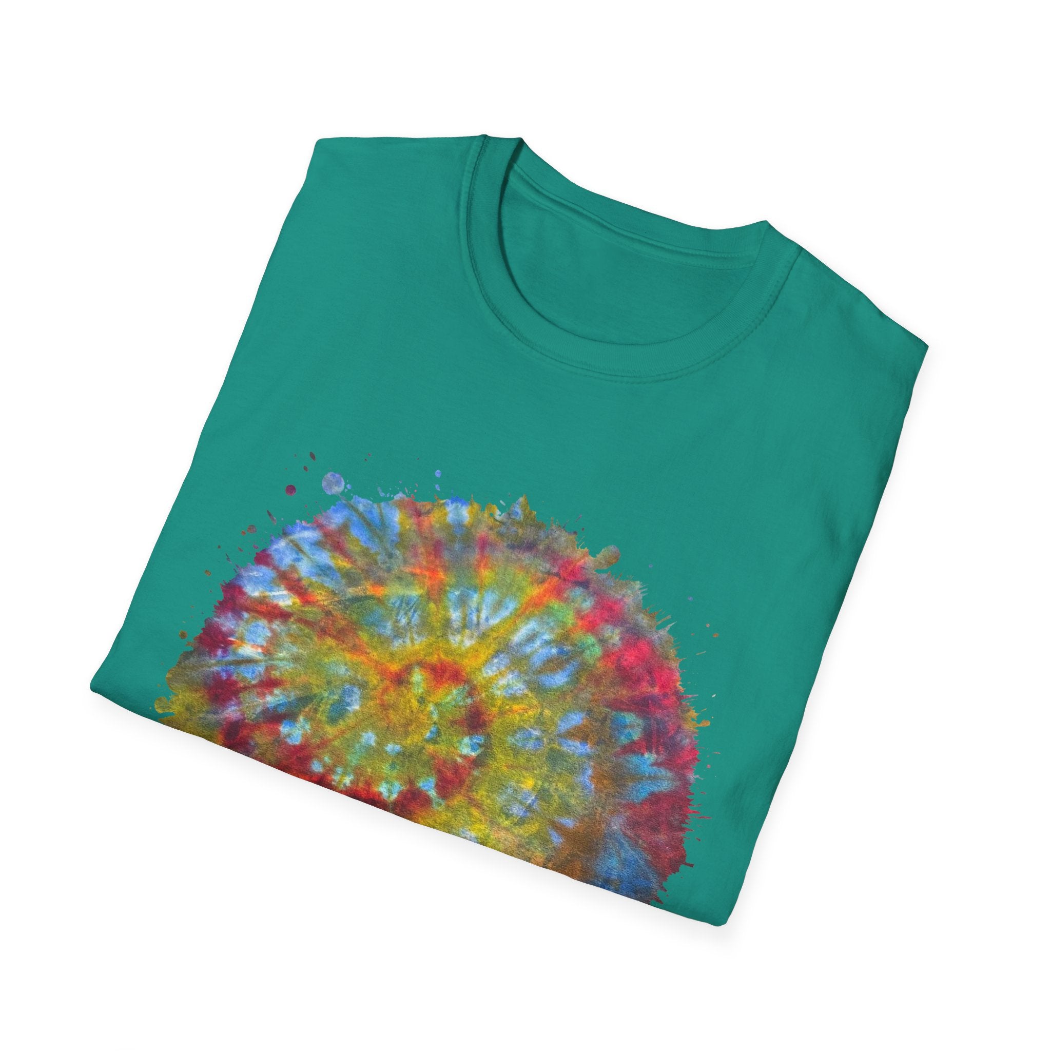 Watermelon Krush 2:  Colorful Spiral Tie-Dye Unisex Softstyle T-Shirt, Summer Vibes Shirt, Festival Apparel, Gift for Her, Boho Fashion