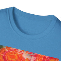 RIPPLE: Koi pond inspired ripple swirl style, Tie-Dye Unisex Softstyle T-Shirt, Bohemian Tee, Summer Vibes Shirt, Festival Wear, Gift for Her, Unique Tie Dye Fashion