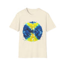 Zenith 2:  Tie-Dye Peace Circle Unisex Softstyle T-Shirt, Vibrant Summer Tee, Gift for Music Festivals, Casual Chic, Eco-Friendly Fashion