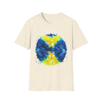 Zenith 2:  Tie-Dye Peace Circle Unisex Softstyle T-Shirt, Vibrant Summer Tee, Gift for Music Festivals, Casual Chic, Eco-Friendly Fashion
