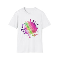 Neon Discovery 2:  Colorful Tie-Dye Splash Unisex Softstyle T-Shirt, Casual Tee, Summer Vibes, Festival Wear, Everyday Comfort, Gift Idea