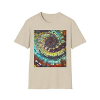 TEMPTATION: Mystical Vibrant Tie-Dye T-Shirt, Unisex Softstyle Tee, Boho Festival Wear, Summer Vibe Shirt, Eco-Friendly Apparel, Gift for Him or Her