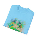 TURQUOISE TREASURE:  Colorful, splat style, Vibrant Abstract T-Shirt | Unisex Softstyle Graphic Tee, Casual Wear, Gift for Art Lovers, Summer Fashion, Unique Design