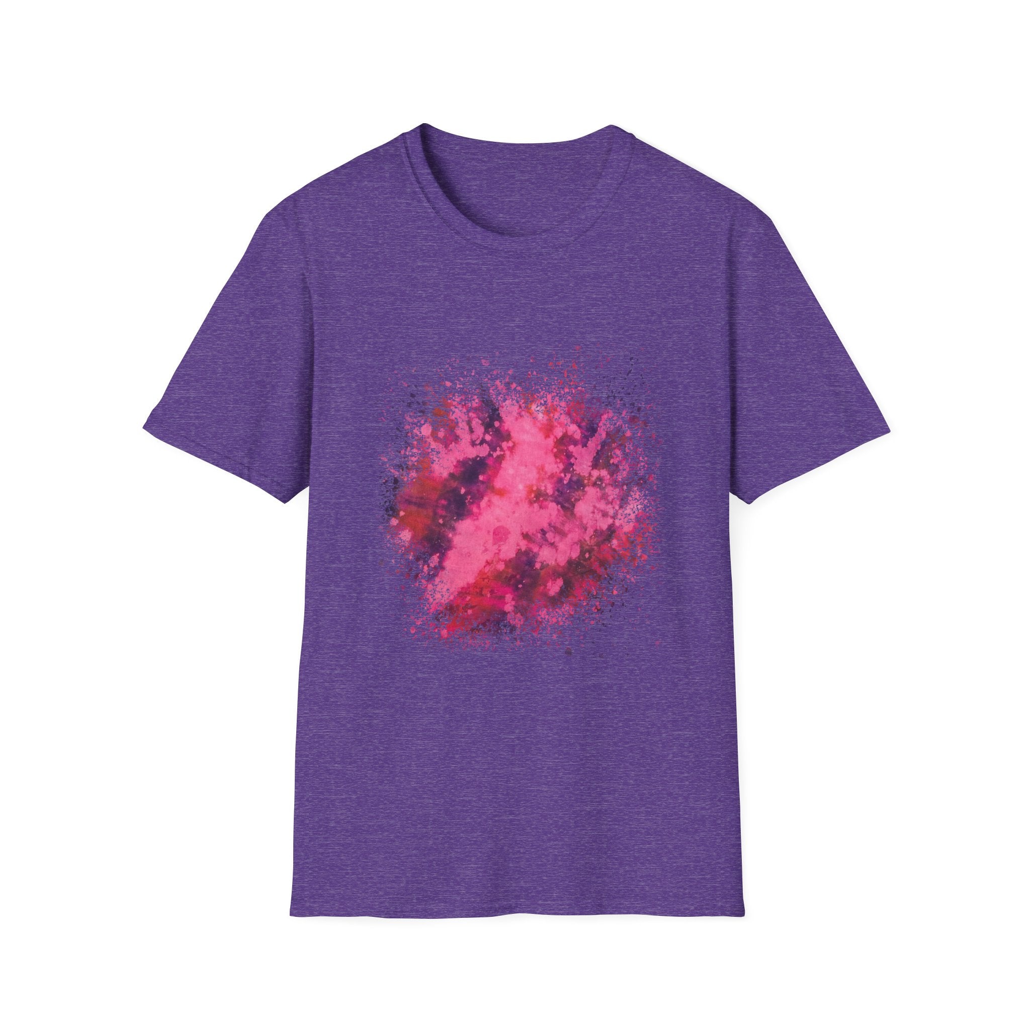 Magenta Madness 2:  Vibrant Splash T-Shirt: Unisex Softstyle, Art Enthusiast Gift, Casual Wear, Summer Apparel, Splash of Color, Vibrant Tee