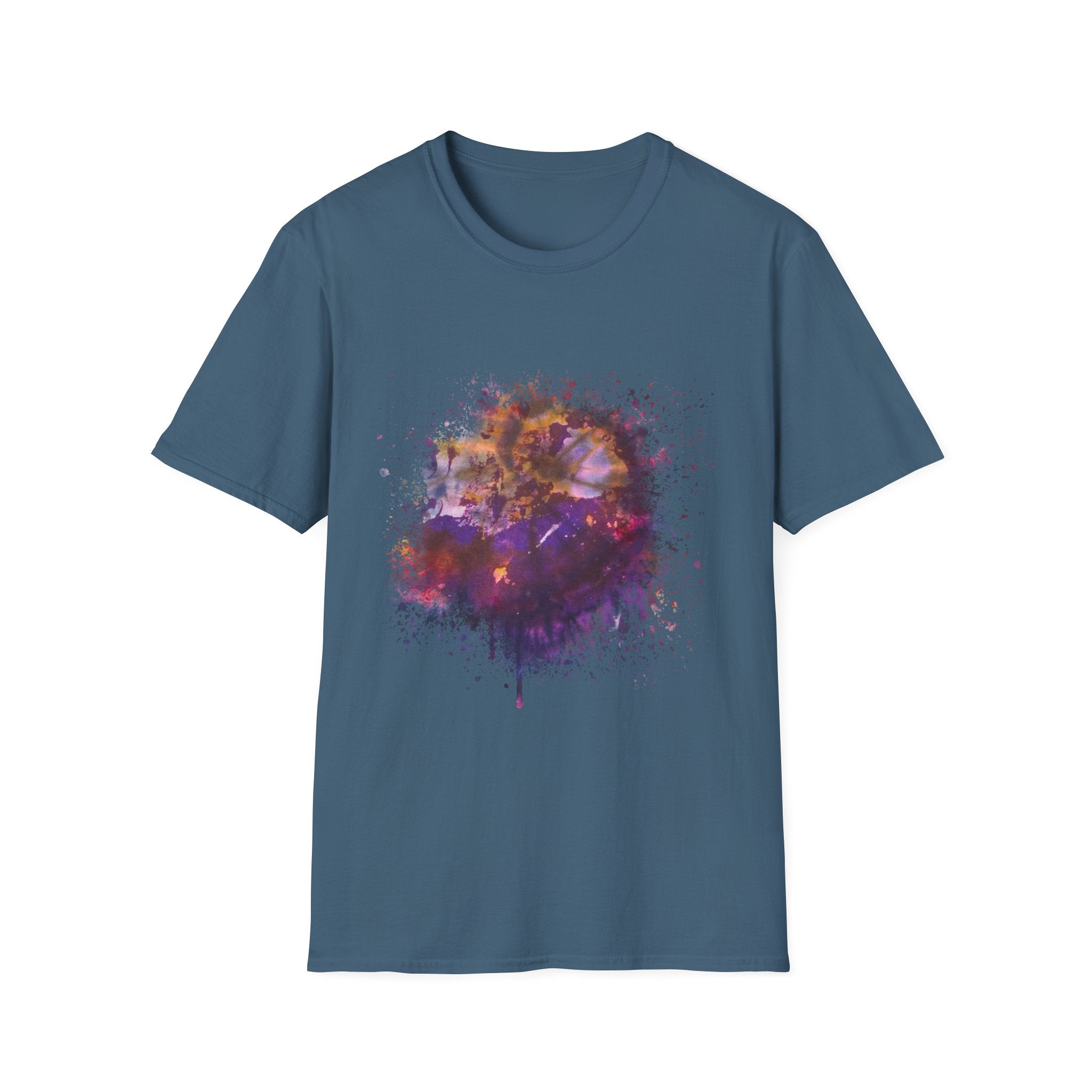 Fantasia 2:  Vibrant Splash Drip Art T-Shirt, Artistic Tee, Unisex Graphic Shirt, Trendy Casual Wear, Unique Gift for Art Lovers