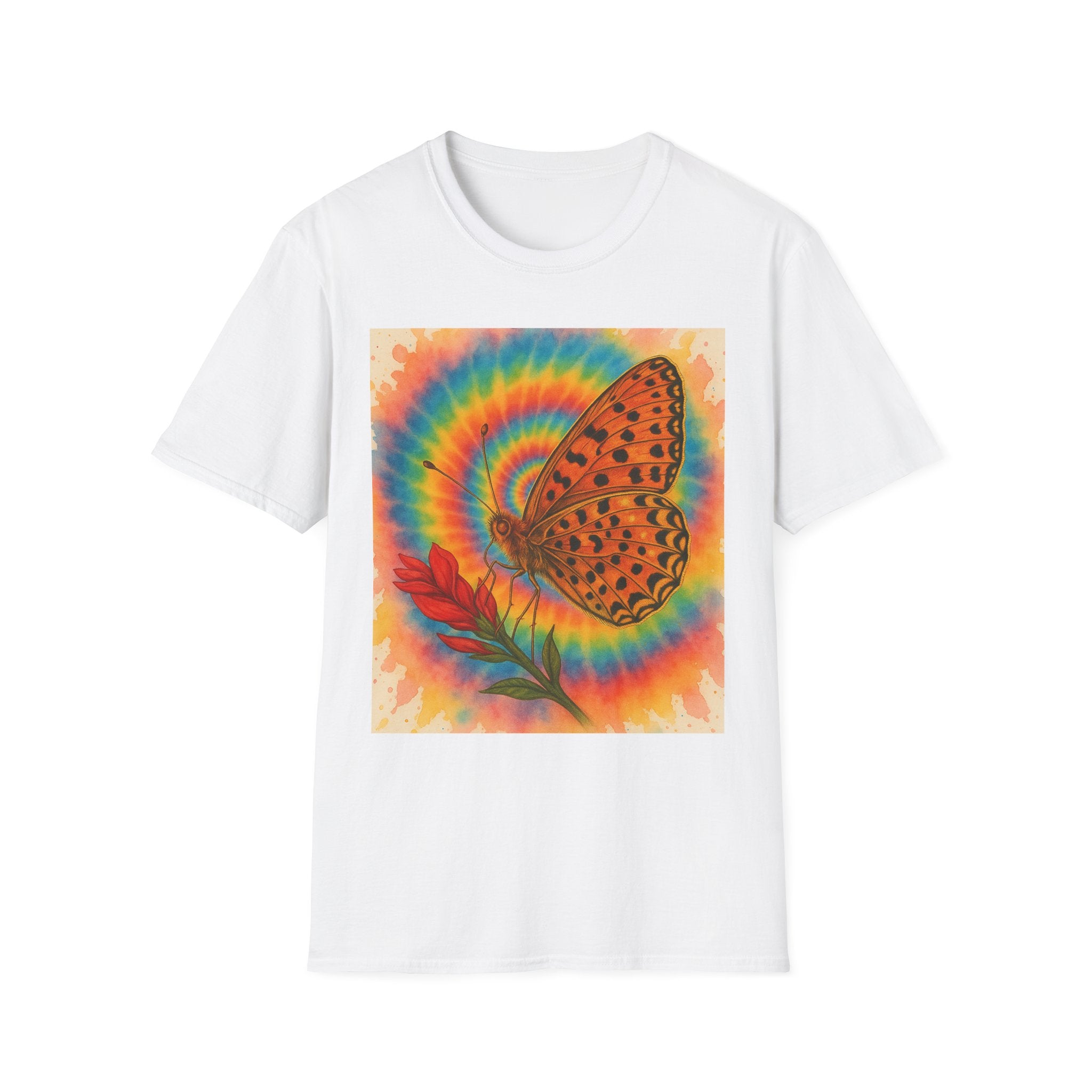 THE BUTTERFLY EFFECT: Playful, Colorful Butterfly Vibe T-Shirt | Softstyle Tee for Nature Lovers | Perfect for Festivals, Summer Days, or Gift Giving