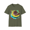 Gideon 2:  Vibrant Swirl Snowy Unisex Softstyle T-Shirt, Colorful Tie-Dye Tee, Trendy Casual Wear, Perfect Gift, Summer Vibes