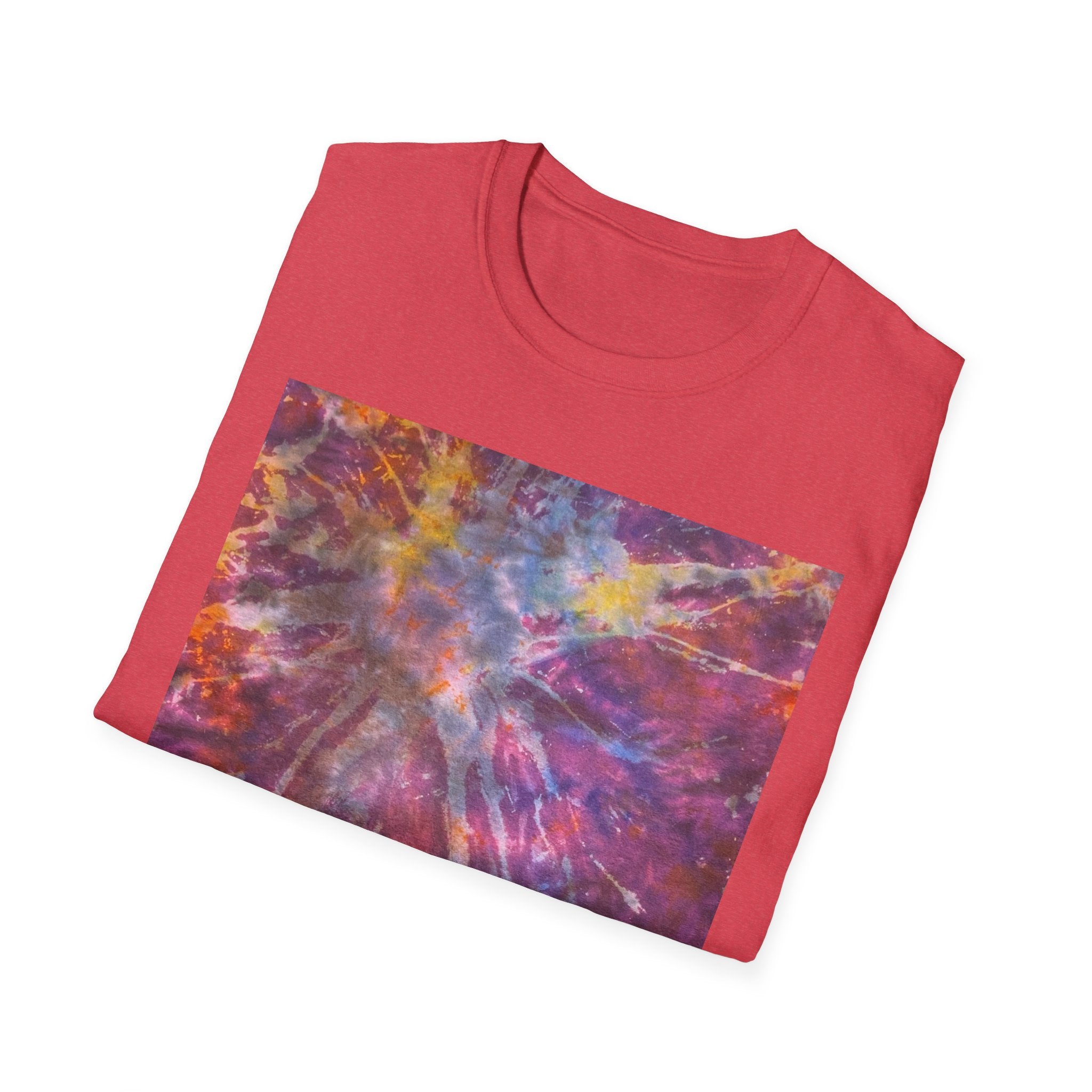 RASPBERRY SORBET:  Splat style, Galactic Vibe Unisex Softstyle T-Shirt | Space Art Tee, Cosmic Shirt, Gift for Astronomers, Unique Spacewear, Casual Wear