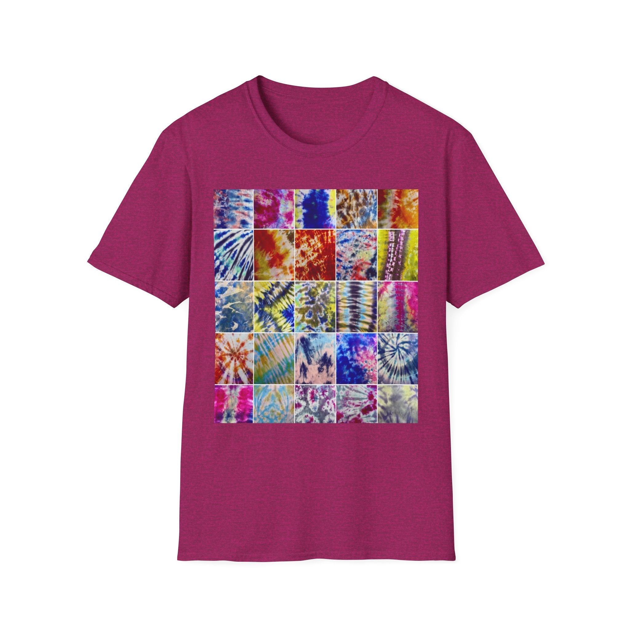 THE SCRAMBLE: Colorful, sampler style,  Tie-Dye collage Unisex T-Shirt, Vibrant Casual Wear, Summer Festival Top, Gift for Him/Her, Retro Vibe Fashion