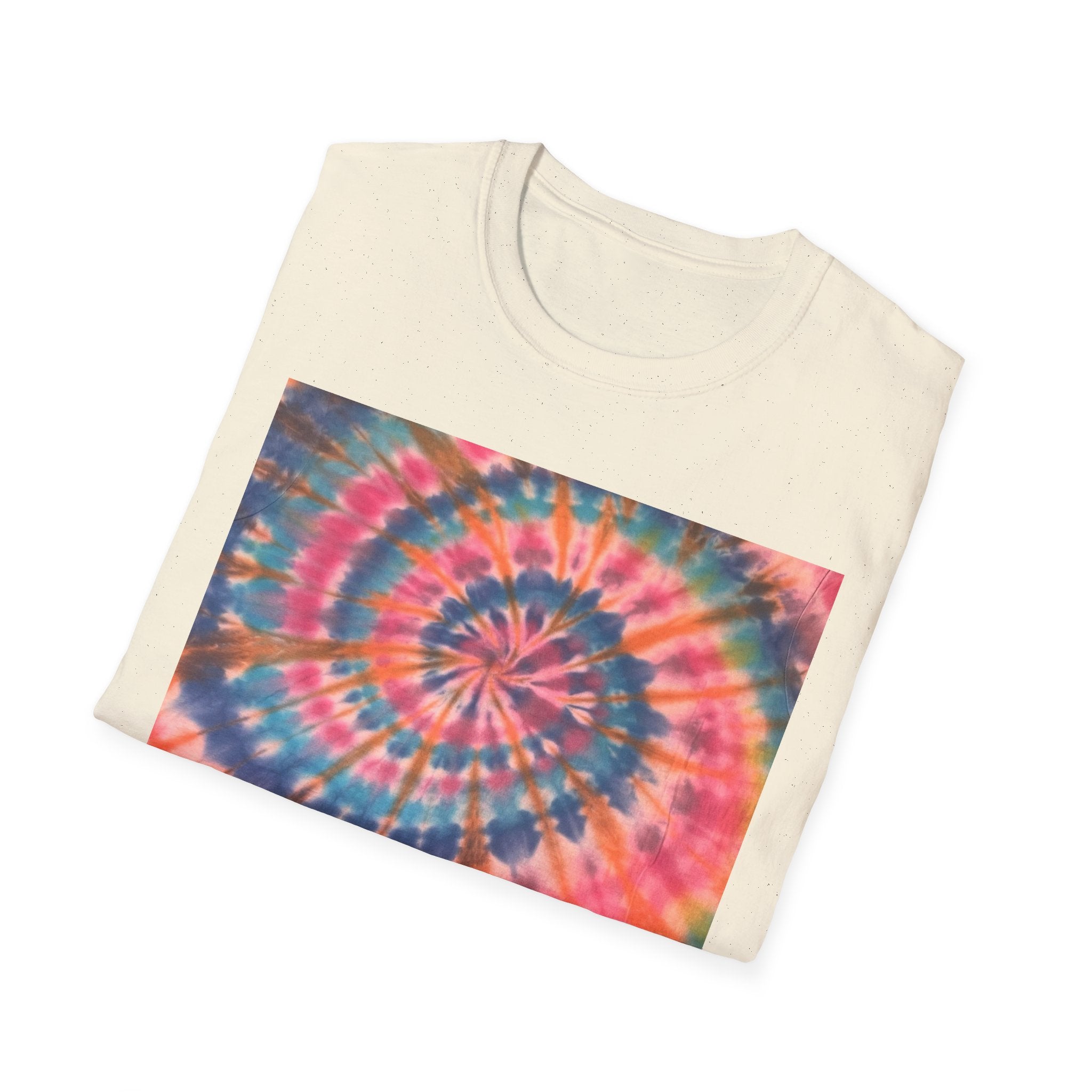 RAINBOW BALLAD: Colorful  rainbow sherbet style,  Tie-Dye Unisex Softstyle T-Shirt | Boho Vibe, Summer Essentials, Eco-Friendly Fashion, Gift for Friends, Casual Wear