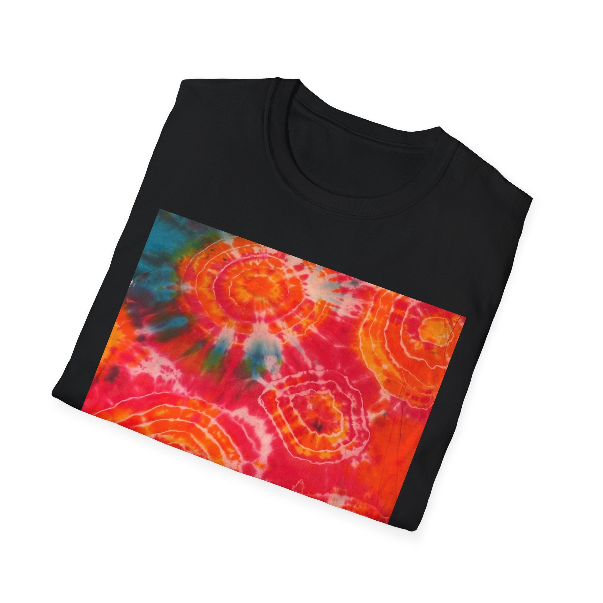 RIPPLE: Koi pond inspired ripple swirl style, Tie-Dye Unisex Softstyle T-Shirt, Bohemian Tee, Summer Vibes Shirt, Festival Wear, Gift for Her, Unique Tie Dye Fashion