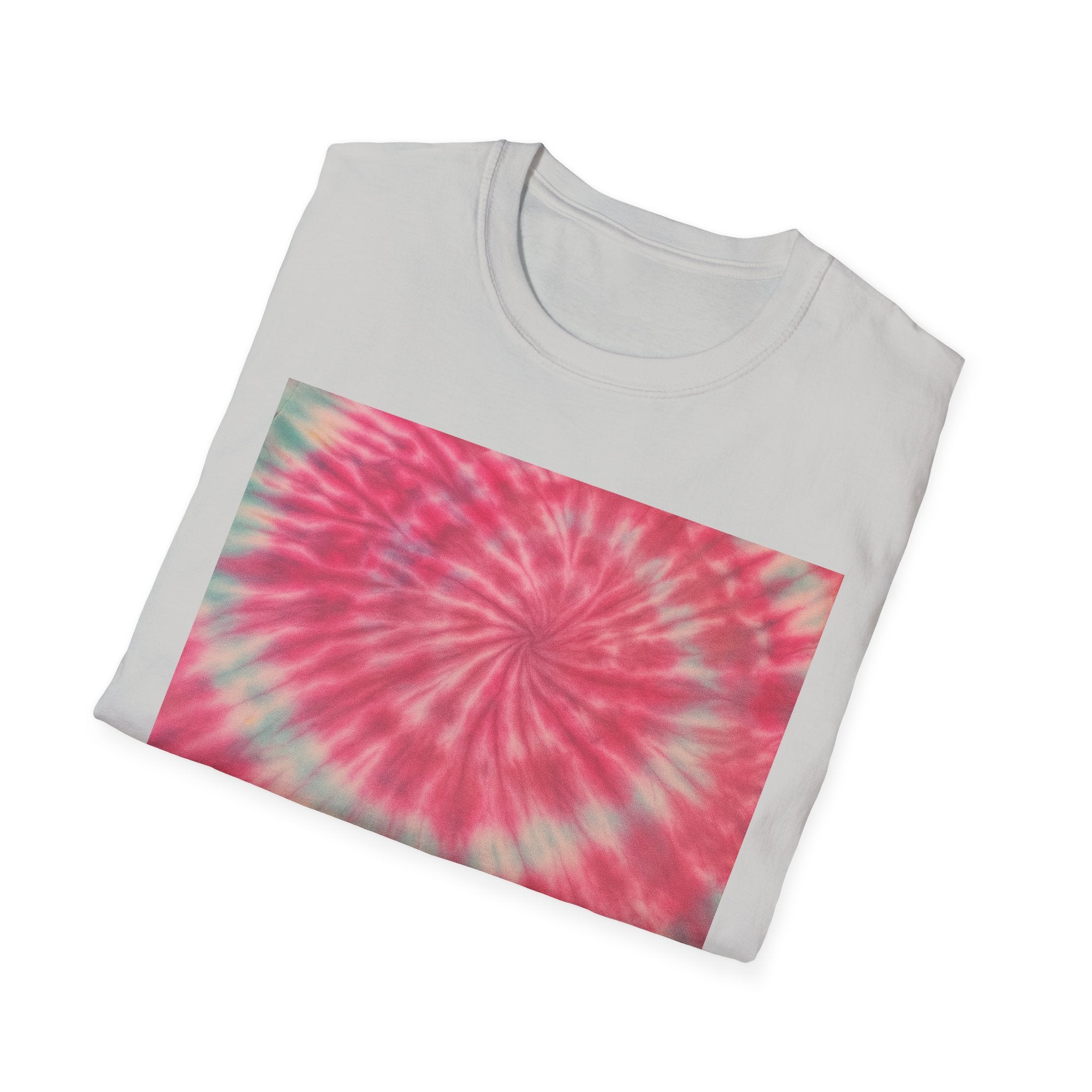 FLAMINGO:  Pink explosion! Colorful Tie-Dye Unisex Softstyle T-Shirt – Perfect for Festivals, Summer Vibes, Casual Outings, Gifts, and Everyday Wear