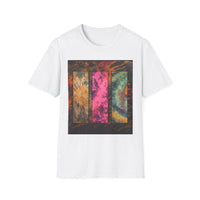 FIRE STONE: Stonehenge inspired collage, Colorful Tie-Dye Unisex T-Shirt, Boho Tee, Summer Vibes Shirt, Festival Wear, Unique Gift for Him and Her