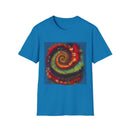 CHARTREUSE LEGEND:  Colorful Spiral TIe Dye Design Unisex Softstyle T-Shirt | Bohemian Vibe, Everyday Wear, Gift, Festival Style, Relaxation