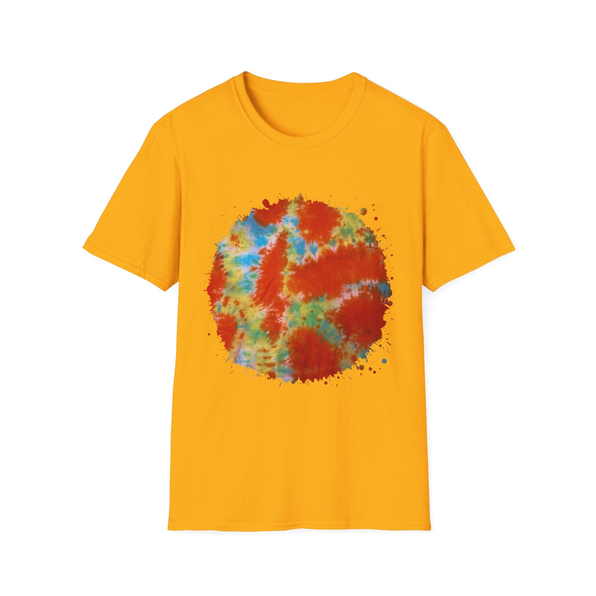 Orange Krush 2:  Tie-Dye Krush Unisex Softstyle T-Shirt, Vibrant Casual Tee, Bohemian Top, Festival Wear, Gift for Music Lovers
