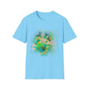 TURQUOISE TREASURE:  Colorful, splat style, Vibrant Abstract T-Shirt | Unisex Softstyle Graphic Tee, Casual Wear, Gift for Art Lovers, Summer Fashion, Unique Design