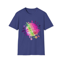 Neon Discovery 2:  Colorful Tie-Dye Splash Unisex Softstyle T-Shirt, Casual Tee, Summer Vibes, Festival Wear, Everyday Comfort, Gift Idea